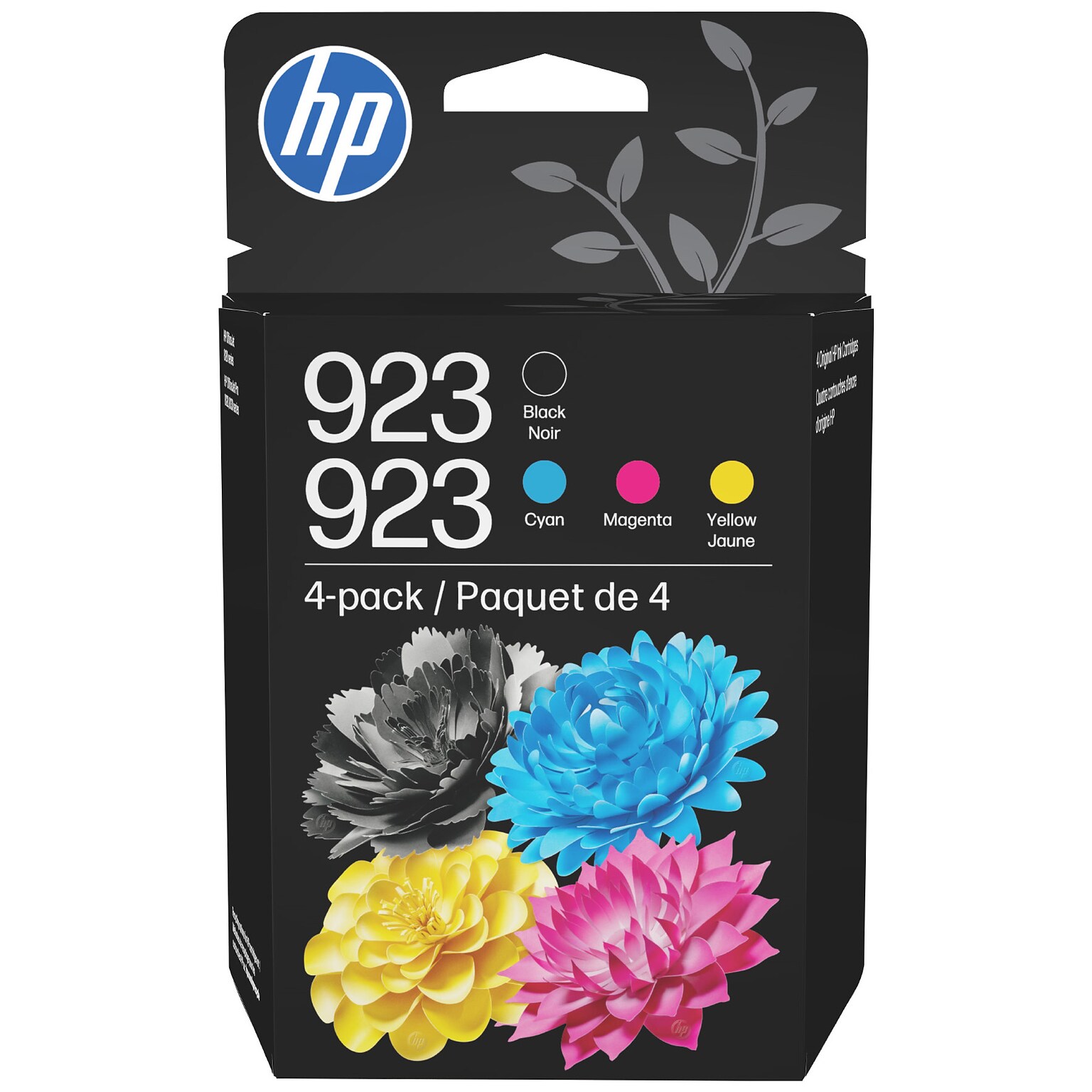 HP 923 Black/Cyan/Magenta/Yellow Standard Yield Ink Cartridges, 4/Pack (6C3Y6LN)