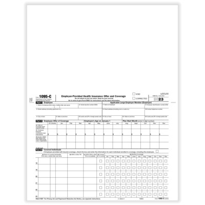 ComplyRight 2023 1095-C “Employee/Employer” Copy Employer-Provided Health Insurance Tax Form, 50/Pac
