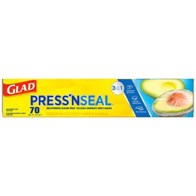 Glad Pressn Seal Plastic Food Wrap, 70 Sq. Ft. Roll, 12 Boxes/Carton (70441)