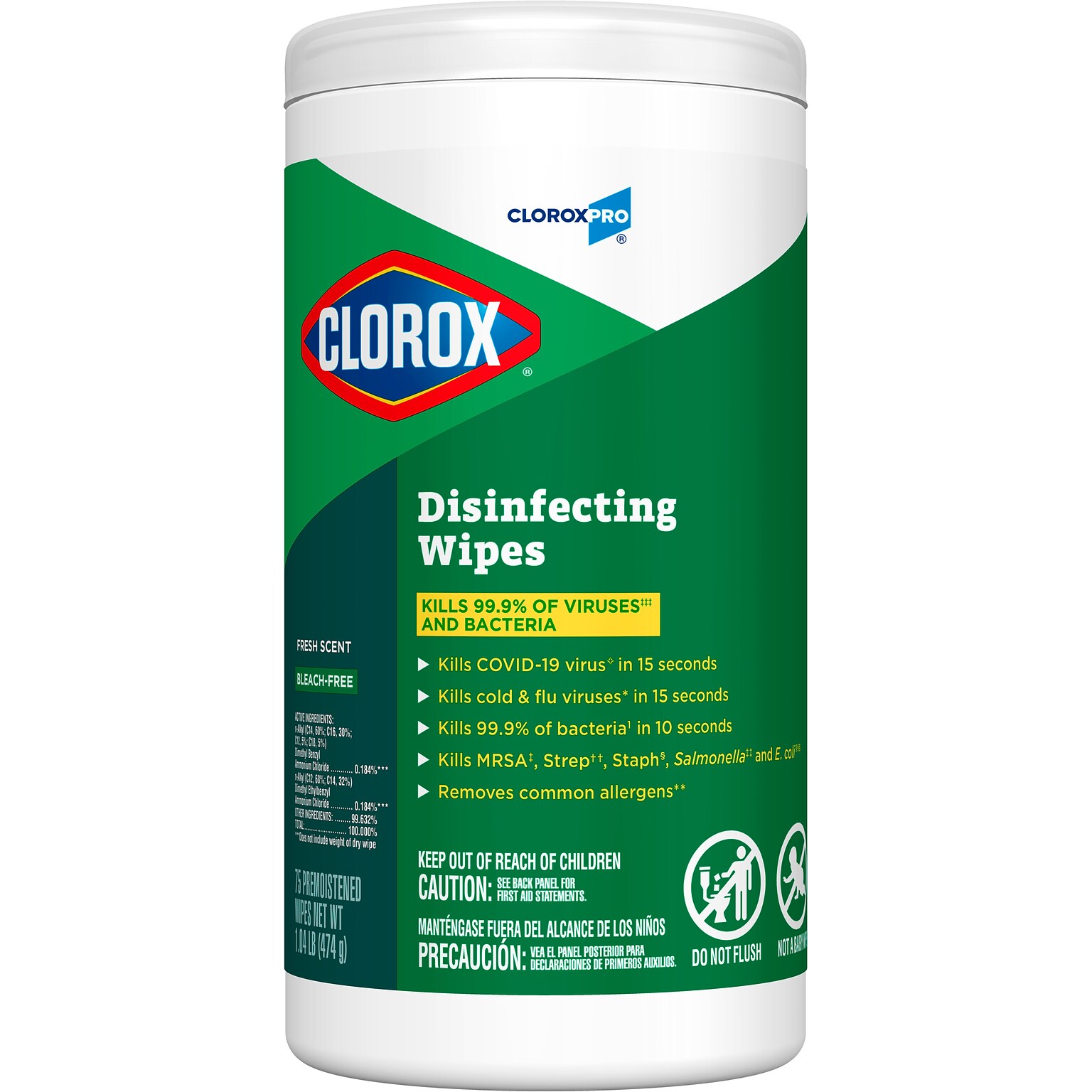 Clorox Commercial Solutions Disinfecting Wipes, Fresh Scent - 75 Wipes (15949)