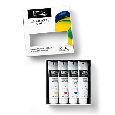 Liquitex Professional Heavy Body Acrylic Paint Tubes, Assorted Colors, 59 mL, 4 Pieces/Set (LIQ3699309)