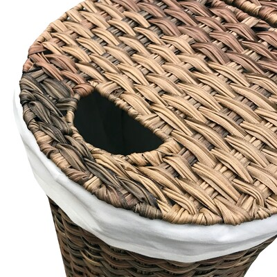 Seville Classics Handwoven Oval Double Laundry Hamper w/ Liner, Mocha (WEB547)