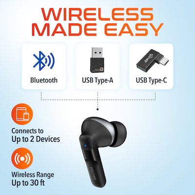 Delton T50 True Wireless Noise Canceling Bluetooth Computer Earbud Headset, Black (DBHT50)