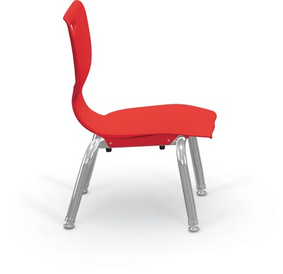 MooreCo 10" Hierarchy Student Chair with 4 Legs, Red/Chrome Base (703673561846)