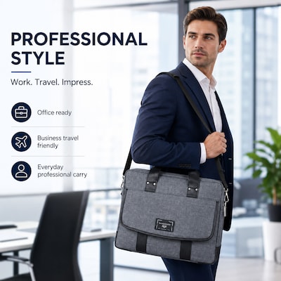 Vangoddy Chrono Canvas Water Resistant Messenger Bag, Gray (MSBLEA134)