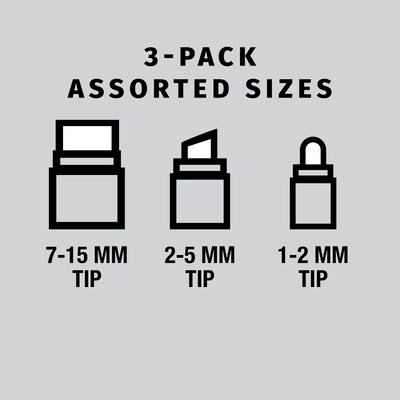 Excello Global Products Washable Chalk Markers, Assorted Tips, White, 3/Pack (EGP-HD-0511-S)