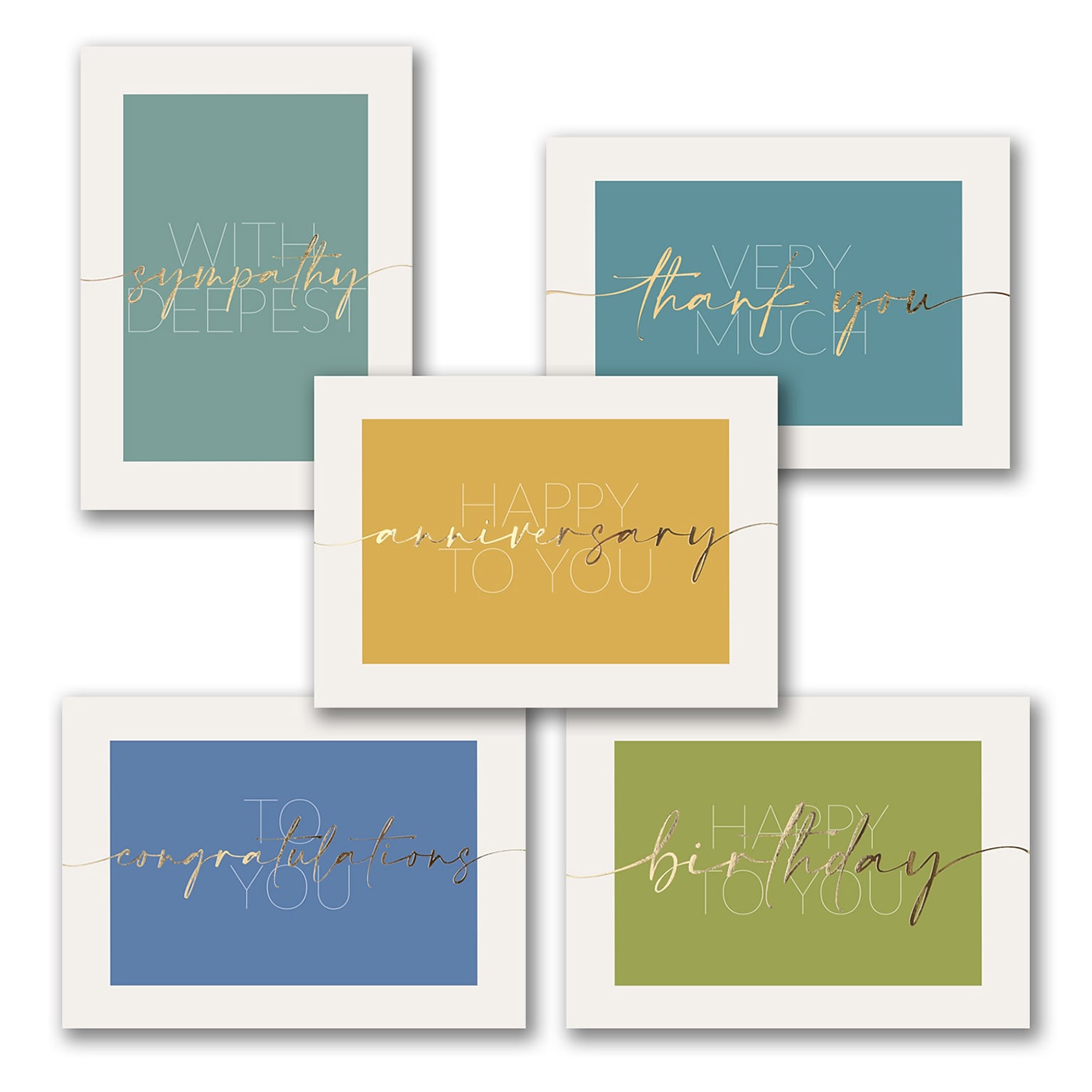 Golden Colors 7 7/8 x 5 5/8 All-Occasion Assortment Cards, with Envelopes, 25 Cards per Set