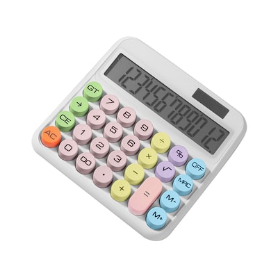 SaharaCase 12-Digit Battery/Solar Powered Desktop Calculator, Cream (KB53)