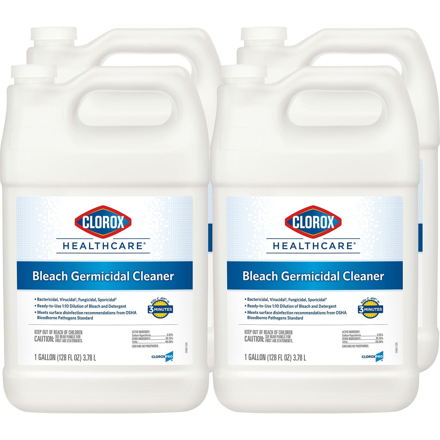 Clorox Healthcare Bleach Germicidal Cleaner Refill, 128 oz., 4/Carton (68978)