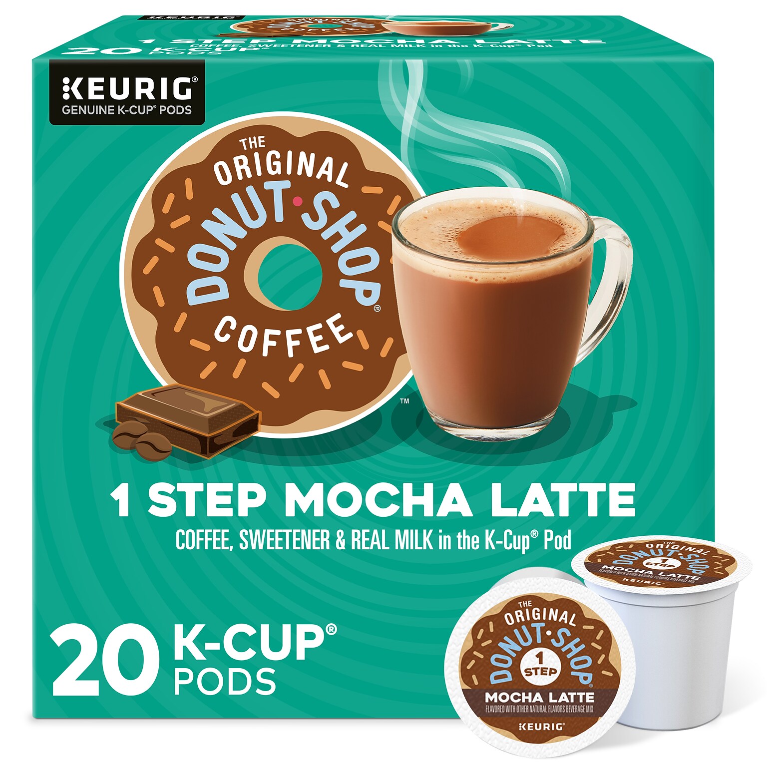 The Original Donut Shop One Step Mocha Latte Coffee Keurig® K-Cup® Pods, Light Roast, 20/Box (381793)