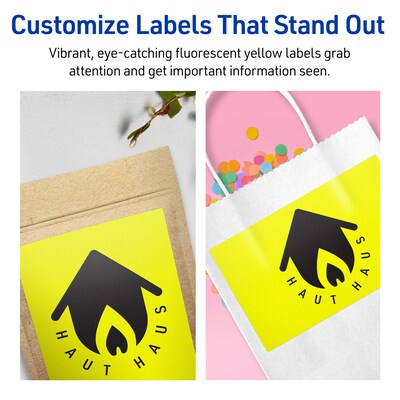 Avery Rectangle Multipurpose Labels, 4.75" x 7.75", Neon Yellow, 160/Box (94255)