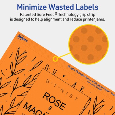 Avery Rectangle Multipurpose Labels, 5" x 8-1/8", Bright Orange, 80/Pack (94259)