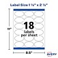 Avery Easy Peel Laser/Inkjet Labels, 1 1/2" x 2 1/2", Glossy White, 18 Labels/Sheet, 10 Sheets/Pack, 180 Labels/Pack (22804)