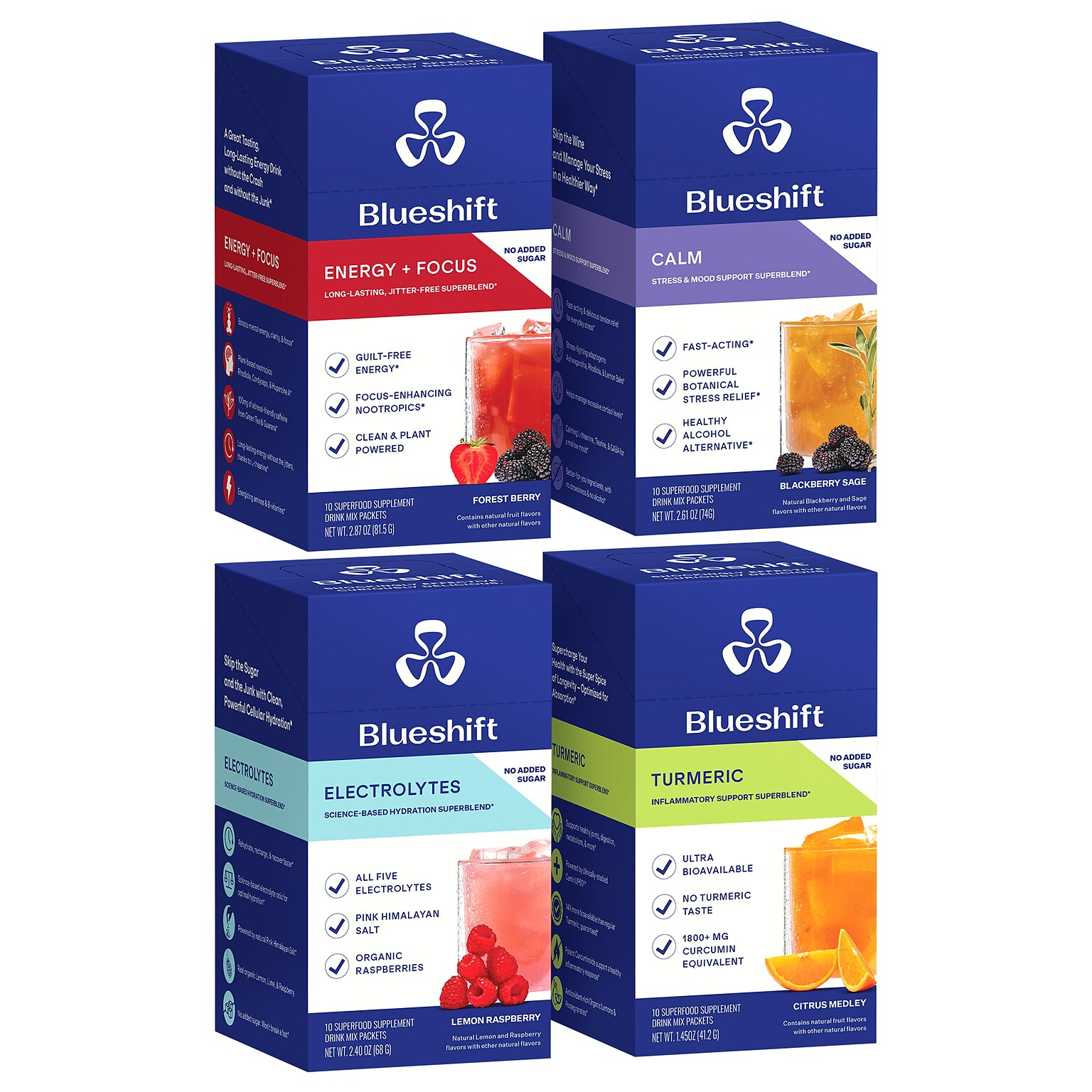 Blueshift Variety Pack Powder Drink Mix, 10 Packets/Box, 4/Box (600-04169)