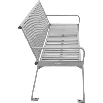 Global Industrial 6' Outdoor Bench w/ Back, Vertical Steel Slat, Gray (694854GYKD)