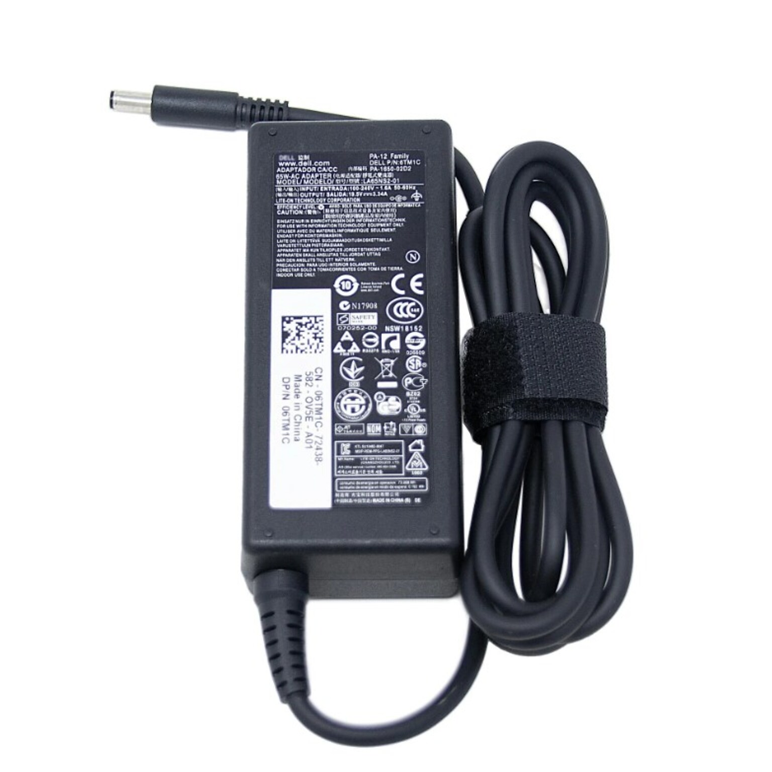 Dell 65W AC Adapter for Dell Laptops, Black (M6C84)