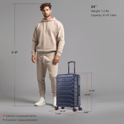 InUSA Trend 24" Hardside Suitcase, 4-Wheeled Spinner, TSA Checkpoint Friendly, Blue (IUTRE00M-BLU)