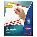 Avery Index Maker Paper Dividers with Print & Apply Label Sheets, 8 Tabs, Multicolor, 25 Sets/Pack (