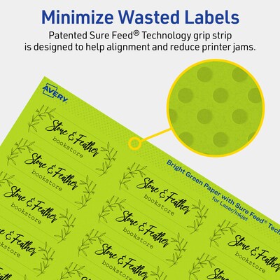 Avery Rectangle Multipurpose Labels, 0.75" x 2.25", Bright Green, 2400/Box (94216)