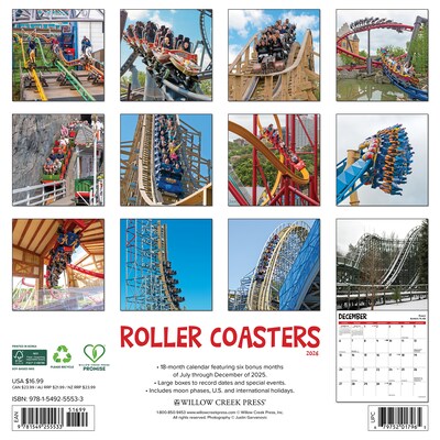 2026 Willow Creek Roller Coasters 12 x 12 Monthly Wall Calendar (55533)