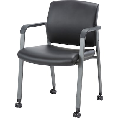 Lorell Healthcare Upholstery Vinyl Guest Chair with Casters, Black (LLR30951)