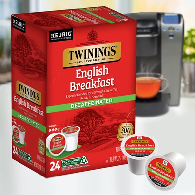 Twinings English Breakfast Decaf Black Tea, Keurig® K-Cup® Pods, 24/Box (TNA85784)