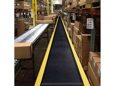 NoTrax Cushion Trax Anti-Fatigue Mat, 36" x 24", Black/Yellow (479S0023YB)