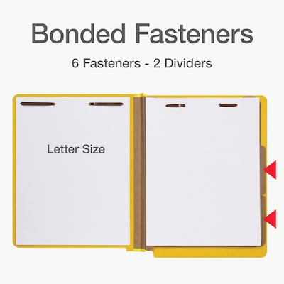Pendaflex Pressboard Classification Folder, 2-Dividers, 2" Expansion, Letter Size, Yellow, 10/Box (1006949)