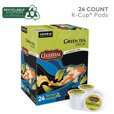 Celestial Seasonings Decaf Green Tea with White Tea, 0.9 oz. Keurig® K-Cup® Pods, 24/Box (14737)