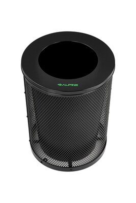 Alpine Industries 4460 Steel Mesh Trash & Recycling Bin Combo with Flat Lid and Liner, 36 Gallon, Black/Blue (ALP4460-01-E)