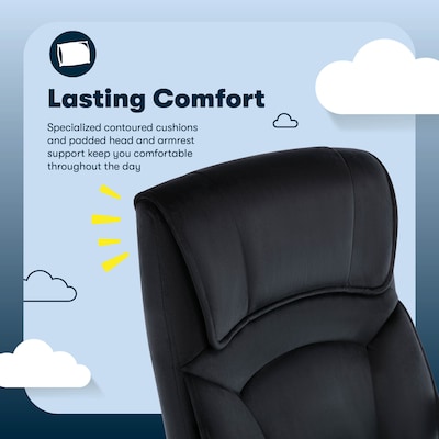 Serta Comfort Classic Ergonomic Velvet Fabric Swivel Executive Chair, Black (CCHR10005D)