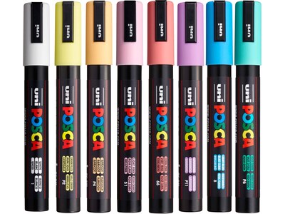 uni-ball Posca PC-5M Paint Markers, Bullet Tip, Assorted Colors, 8/Pack (PC5M8CSOFTCOLORS)