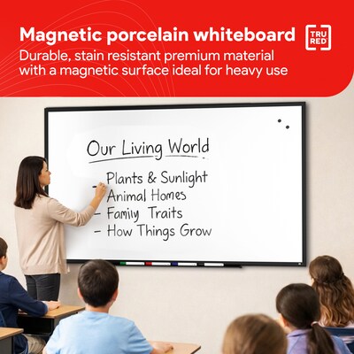 TRU RED™ Magnetic Steel Dry Erase Board, Black Frame, 5' x 3' (TR61182)