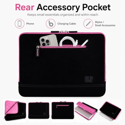 SumacLife 13" Laptop Sleeve, Black/Pink (NBKLEA672)