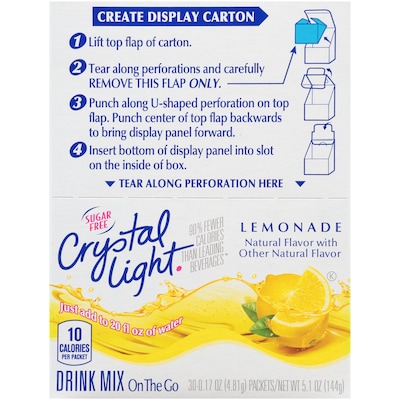 Crystal Light On The Go Natural Lemonade Drink Mix, 0.17 oz., 30/Box (00796)