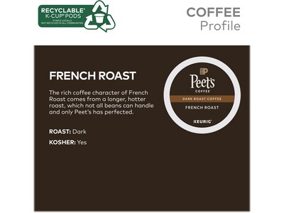 Peet's Coffee, Keurig K-Cup Pod, French Roast, 22/Box, 4 Boxes/Carton (6545XXCT)