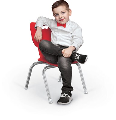 MooreCo 12 Hierarchy Student Chair with 4 Legs, Red/Chrome Base (703673595353)