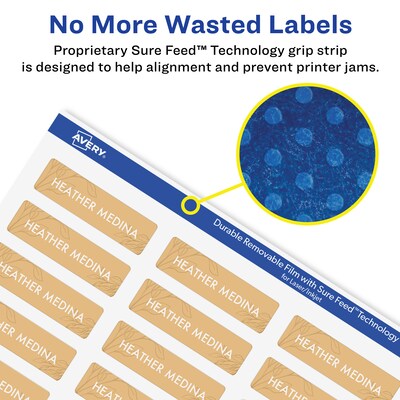Avery Durable Removable Rectangle Multipurpose Labels, 0.5" x 1.75", White, 840/Pack (94125)