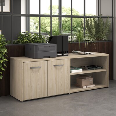 Bush Business Furniture Studio C Low Storage Cabinet with Doors and Shelves, Natural Elm (SCS160NE)