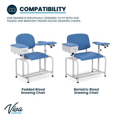 Viva Comfort Adjustable Bariatric Phlebotomy Blood Drawing Chair, 500 lbs. Capacity, Blue (ADI997-01D-BLU-MK)