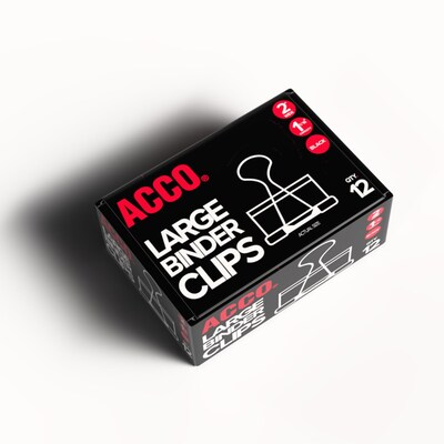ACCO® Large Binder Clips, Non-Slip Grip, Dozen (72100)