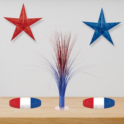 Beistle Fourth of July Metallic Spray Centerpiece, 3/Pack (53929-RSB)