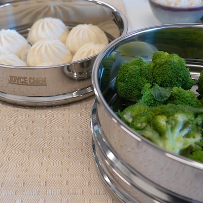 Joyce Chen 2-Tier Stainless Steel Steamer with Vented Glass Lid & Wok Adapter Ring, 10" (ESCLJ262510)