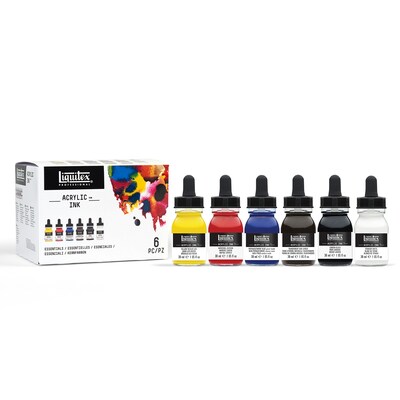 Liquitex Professional Acrylic Ink, Essential Colors, 30 mL Bottles, 6/Pack (LIQ3699314)