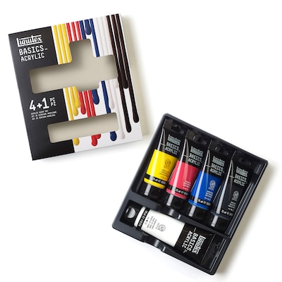 Liquitex BASICS Acrylic Paint Tubes, Assorted Colors, 5/Pack (LIQ3699301)