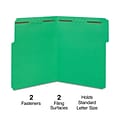 Quill Brand®  1/3-Cut Assorted 2-Fastener Folders, Letter, Green, 50/Box (7354GN)
