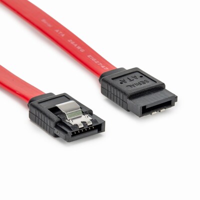 Rocstor 2 Latching SATA 3.0 to SATA 3.0 Cable, Male to Male, Red (Y10C858-RD)