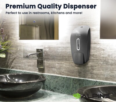 Alpine Industries Universal Wall Mounted Hand Soap Dispenser, Gray, 2/Pack (425-GRY-2PK)