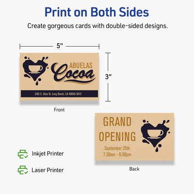 Avery Matte General Use Blank Cards, Kraft Brown, 30/Pack (95337)