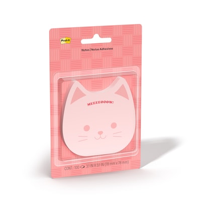 Post-it Cute Cat Sticky Notes, 3.1 x 3.1, 100 Sheets/Pad (PET-DC-6)
